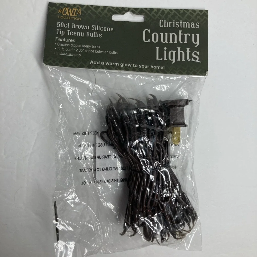 CWLA Collection Christmas String Lights 100 Count Brown Cord Indoor/Outdoor UL